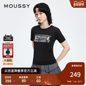 MOUSSY 0641 T恤女028IAA90 早秋新品 休闲风简约字母圆领短袖
