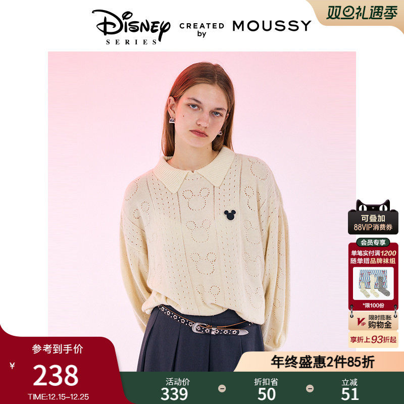 MOUSSY 秋季新品迪士尼甜美学院风米奇针织衫010HAY70-039
