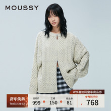 MOUSSY2025冬季新品绞花OVERSIZE拉链针织开衫外套028IAZ70-1029