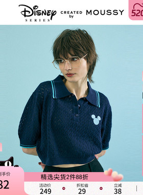MOUSSY 夏季新品迪士尼联名刺绣POLO针织上衣女010HSL70-0100