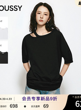 MOUSSY 2026夏季新品甜酷风镂空简约宽松短袖T恤女031JSA80-1003