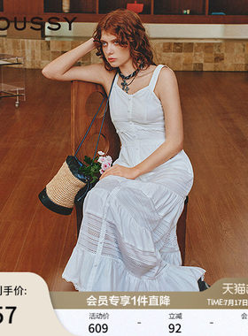 MOUSSY 夏季波西米亚风度假吊带连衣裙女028ISZ33-1301
