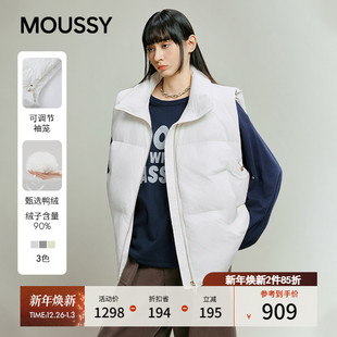 028IAA30 MOUSSY 纯色翻领保暖宽松90羽绒马甲 新品 1041 2025秋季