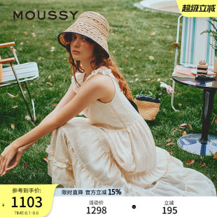 1003 moussy2025夏季 新品 甜美清新荷叶边圆领无袖 连衣裙028ISA33