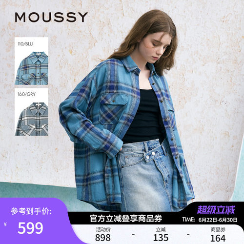MOUSSY美式格纹LOGO印花衬衫