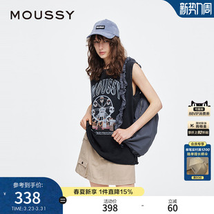 夏季 T恤女028JSX90 新品 街头摩天轮LOGO无袖 1048 美式 MOUSSY