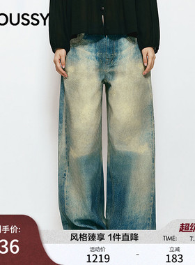 MOUSSY 2026夏季新品街头复古风做旧宽松牛仔休闲裤028JSA11-1009