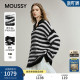031IAA70 MOUSSY 软糯毛绒条纹撞色翻领毛针织衫 新品 1771 春季