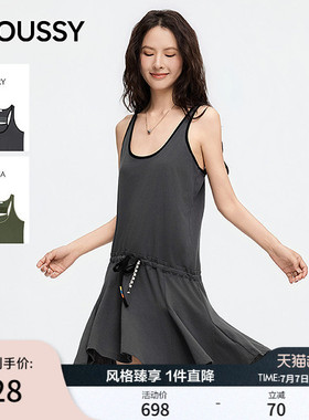 MOUSSY2026夏季新品复古辣妹收腰荷叶边无袖连衣裙028JSZ80-1023