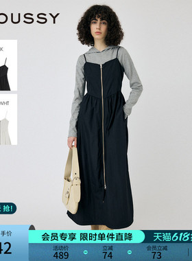MOUSSY 春季新品机能风金属拉链开襟吊带连衣裙010IS633-4141