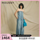 010HS711 0420 MOUSSY 欧美风多穿扎染裹胸牛仔连体裤 2024夏季 新品