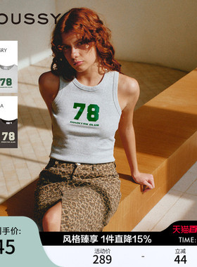 MOUSSY 夏季新品街头辣妹撞色字母印花修身背心028ISA90-3601
