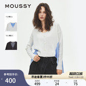 028ISA70 MOUSSY 休闲风前后不对称拼接针织开衫 新品 2531 春季