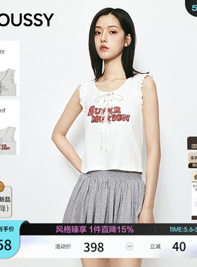 MOUSSY 2026春季新品甜美风字母印花宽松无袖背心028JSA90-1040