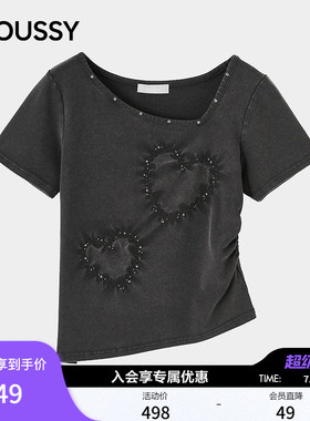 MOUSSY 2026A夏季新品通勤温柔风不规则斜领爱心T恤028JAZ90-1009