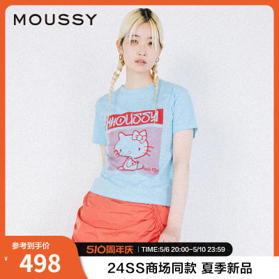 MOUSSY做旧趣味kitty短袖