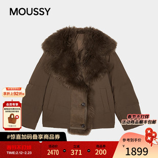 MOUSSY 2026早春新品复古风毛领鹅绒保暖短款羽绒服028JSC30-1066