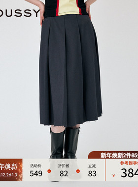 MOUSSY 秋季新品职场海妖风百褶裙通勤半身裙女010HAS31-1671