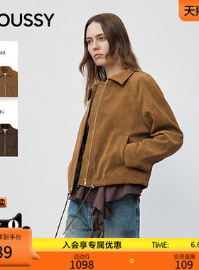 MOUSSY 春季新品复古风简约翻领长袖夹克外套女028IAA30-1028