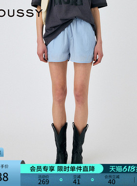 MOUSSY 2025夏季新品休闲运动户外风松紧短款休闲裤010IS631-3051