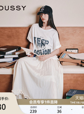 MOUSSY 早春潮流涂鸦风字母印花宽松短袖T恤028IAA90-1002