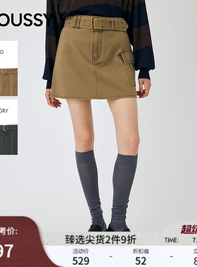 MOUSSY春季新品甜酷辣妹风A字大口袋半身短裙010IA431-2011