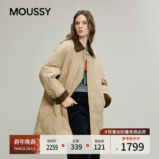 复古风撞色菱格90保暖羽绒服女028IAC30 新品 1124 2025冬季 MOUSSY