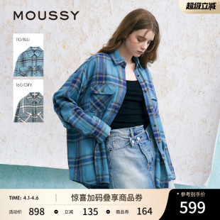 美式 新品 MOUSSY 1052 衬衫 女028JSX30 复古格纹LOGO时尚 赵昭仪同款