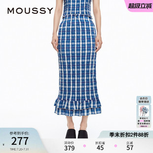 纹打揽包臀半身裙010HS231 文艺森系风格 2141 夏季 MOUSSY