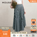 秋季 MOUSSY 文艺感不规则格纹半身裙女 双11预售