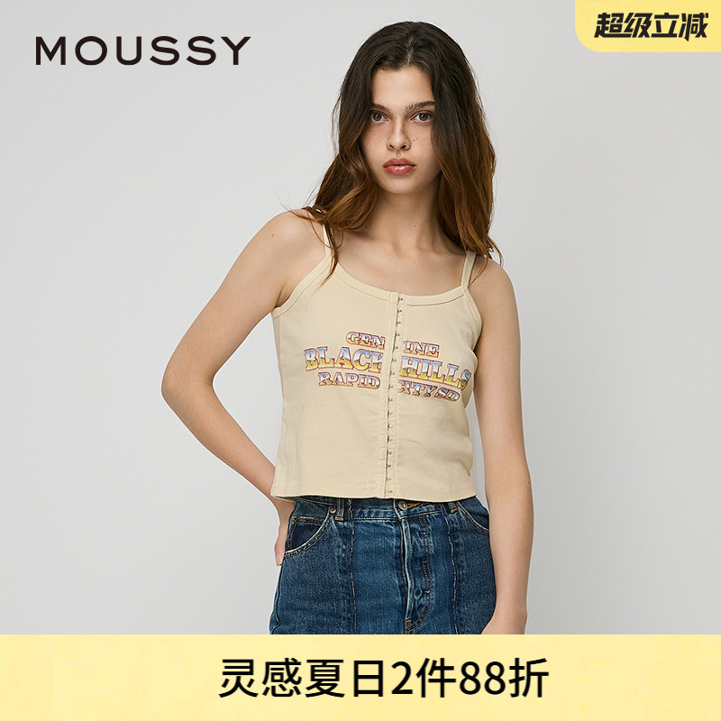 moussy摇滚风美式热辣吊带背心