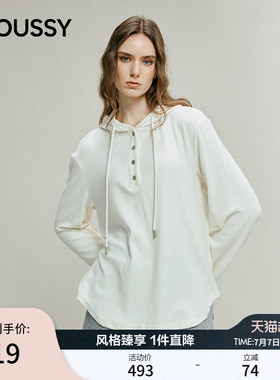 MOUSSY 春季新品休闲慵懒风抽绳连帽亨利领卫衣028IAC80-1020
