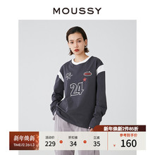MOUSSY 早春新品美式复古街头风印花长袖T恤女028HSZ90-0421