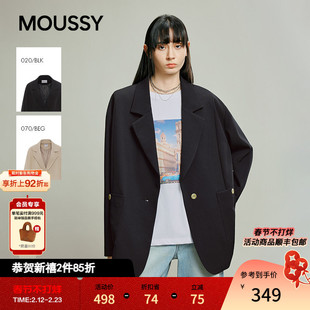 MOUSSY 秋季新品通勤休闲风纯色宽松西装外套女028IAB30-1026