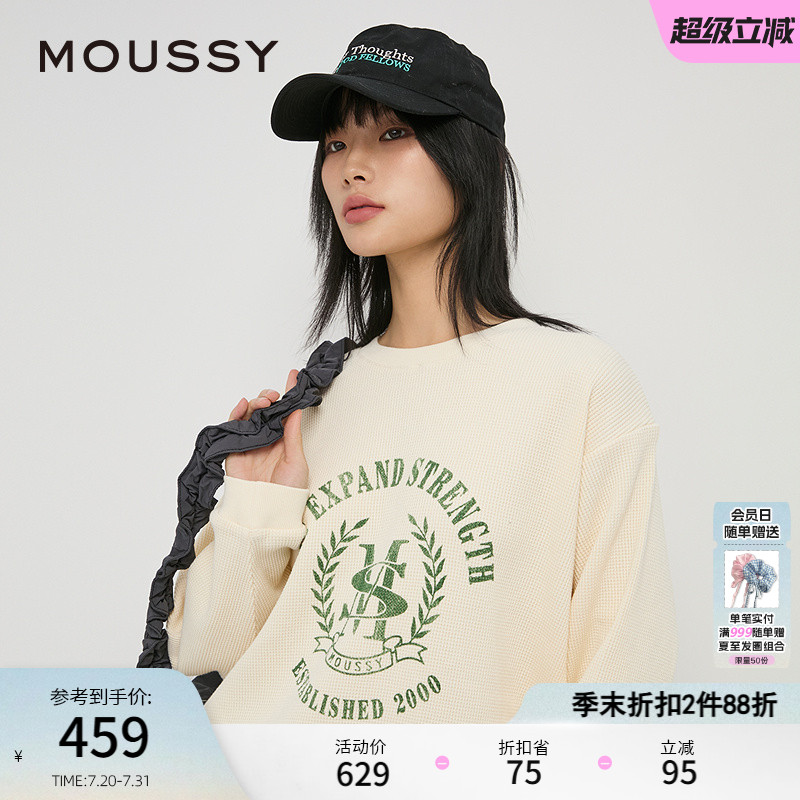 卫衣moussy美式学院风纯棉