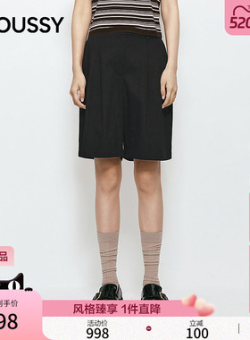 MOUSSY 2026夏季新品休闲裤通勤风垂感宽松休闲短裤031JSA31-1004