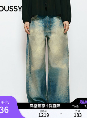 MOUSSY 2026夏季新品街头复古风做旧宽松牛仔休闲裤028JSA11-1009
