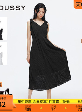 MOUSSY 夏季新品法式度假风双系带吊带连衣裙女010IS333-9101