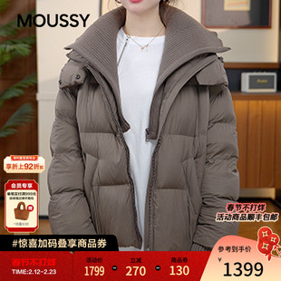 moussy秋季新品慵懒风连帽短款90面包羽绒服028IAC30-1099