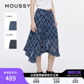 纹不规则荷叶边半身裙028JSX31 MOUSSY 波嘻风格 新品 1034 春季