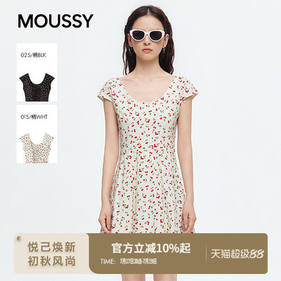 MOUSSY 2026夏季新品法式少女小飞袖收腰碎花连衣裙028JSA33-1032