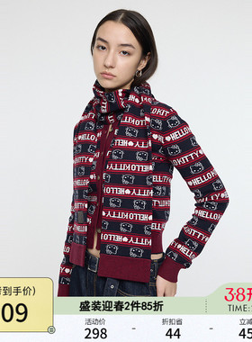 MOUSSY X HELLO KITTY 冬季新品条纹撞色围巾女010IAF01-8101