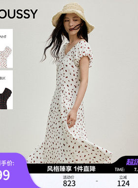 MOUSSY2026夏季新品法式海边度假碎花泡泡袖连衣裙028JSC33-1024
