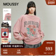 MOUSSY 1028 休闲复古玫瑰花束字母印花卫衣028IAA90 冬季 新品