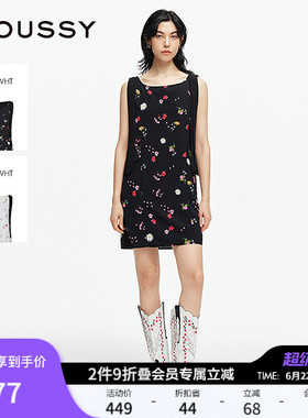 moussy 夏季新品法式度假风花卉无袖飘带连衣裙028ISA33-3531