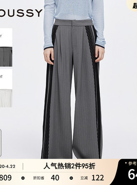 MOUSSY 春季新品蕾丝花边拼接阔腿裤西装休闲裤028ISA31-2501
