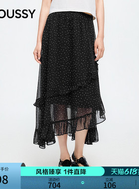 MOUSSY 2026夏季新品复古风不规则波点撞色半身裙女028JSC31-1060