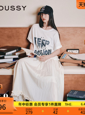 MOUSSY 早春潮流涂鸦风字母印花宽松短袖T恤028IAA90-1002