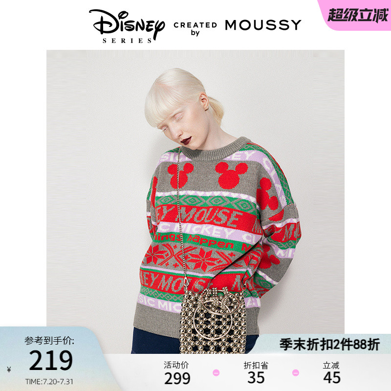 moussy迪士尼图案针织毛衣