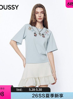 MOUSSY&Monchhichi合作款 2026夏季新品项链印花T恤028JSZ01-1002